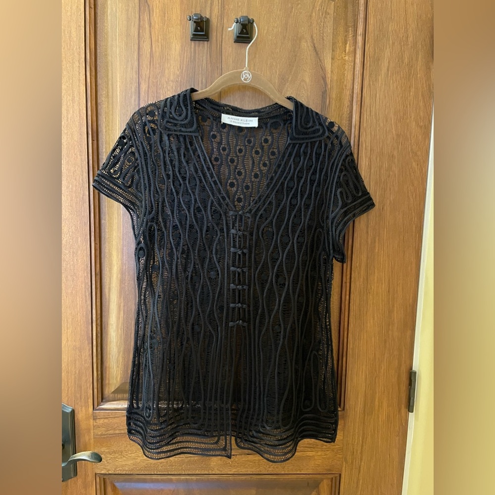 Anne Klein Vintage Women’s Blouse Button Loops in Black Size M